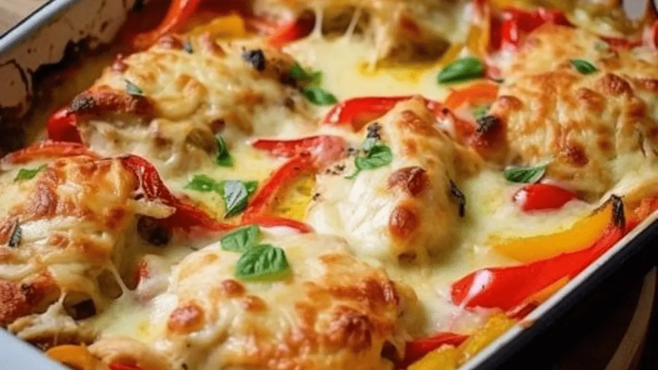 Baked Chicken with Cheese and Peppers Recipe