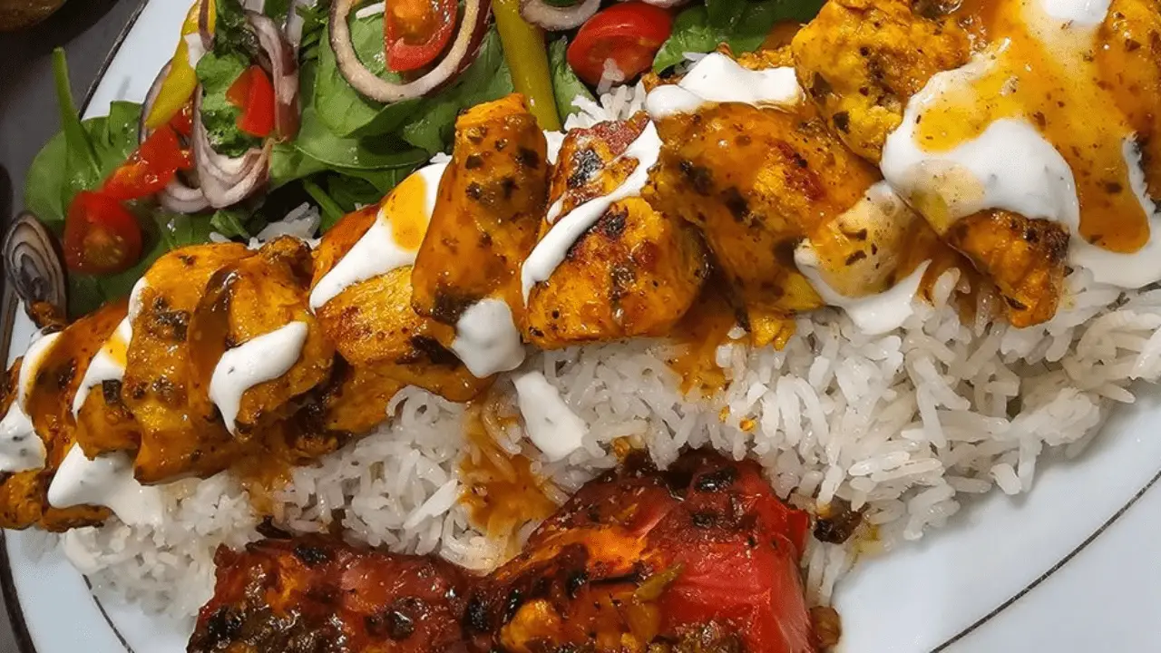 Chicken Kebabs with Rice Recipe
